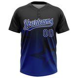 Custom Black Royal-White Gradient Style Twinkle Star Two-Button Unisex Softball Jersey