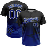 Custom Black Royal-White Gradient Style Twinkle Star Two-Button Unisex Softball Jersey