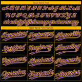 Custom Black Purple-Gold Gradient Style Twinkle Star Two-Button Unisex Softball Jersey