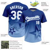 Custom Royal White-Light Blue Gradient Style Twinkle Star Two-Button Unisex Softball Jersey