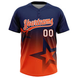 Custom Navy Orange-White Gradient Style Twinkle Star Two-Button Unisex Softball Jersey
