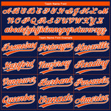 Custom Navy Orange-White Gradient Style Twinkle Star Two-Button Unisex Softball Jersey