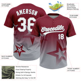 Custom Crimson White-Gray Gradient Style Twinkle Star Two-Button Unisex Softball Jersey