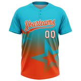 Custom Lakes Blue Orange-White Gradient Style Twinkle Star Two-Button Unisex Softball Jersey
