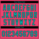 Custom Neon Pink Aqua-White Gradient Style Twinkle Star Two-Button Unisex Softball Jersey