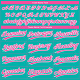 Custom Aqua Pink-White Gradient Style Twinkle Star Two-Button Unisex Softball Jersey