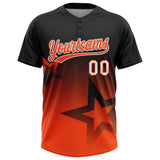 Custom Black Orange-White Gradient Style Twinkle Star Two-Button Unisex Softball Jersey