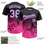 Custom Black Light Blue-Pink Gradient Style Twinkle Star Two-Button Unisex Softball Jersey