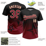 Custom Black Crimson-Cream Gradient Style Twinkle Star Two-Button Unisex Softball Jersey