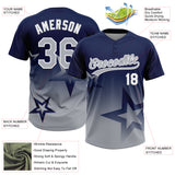 Custom Navy Gray-White Gradient Style Twinkle Star Two-Button Unisex Softball Jersey