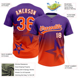 Custom Purple Orange-White Gradient Style Twinkle Star Two-Button Unisex Softball Jersey