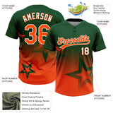 Custom Green Orange-White Gradient Style Twinkle Star Two-Button Unisex Softball Jersey