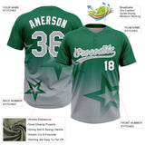Custom Kelly Green Gray-White Gradient Style Twinkle Star Two-Button Unisex Softball Jersey
