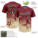 Custom Crimson Black-Cream Gradient Style Twinkle Star Two-Button Unisex Softball Jersey