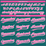 Custom Teal Pink-White Gradient Style Twinkle Star Two-Button Unisex Softball Jersey