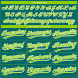 Custom Teal Neon Green-White Gradient Style Twinkle Star Two-Button Unisex Softball Jersey