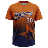 Custom Texas Orange Navy-White Gradient Style Twinkle Star Two-Button Unisex Softball Jersey