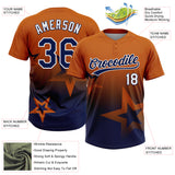 Custom Texas Orange Navy-White Gradient Style Twinkle Star Two-Button Unisex Softball Jersey