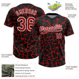 Custom Black Red-White 3D Pattern Design Abstract Network Crackle Two-Button Unisex Softball Jersey