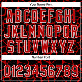 Custom Black Red-White 3D Pattern Design Abstract Network Crackle Two-Button Unisex Softball Jersey