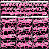 Custom Black Pink-White 3D Pattern Design Abstract Network Crackle Two-Button Unisex Softball Jersey