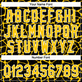 Custom Black Yellow-White 3D Pattern Design Abstract Network Crackle Two-Button Unisex Softball Jersey