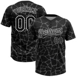 Custom Black Steel Gray-White 3D Pattern Design Abstract Network Crackle Two-Button Unisex Softball Jersey