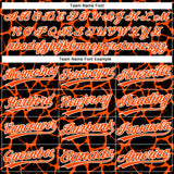 Custom Black Orange-White 3D Pattern Design Abstract Network Crackle Two-Button Unisex Softball Jersey