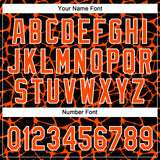 Custom Black Orange-White 3D Pattern Design Abstract Network Crackle Two-Button Unisex Softball Jersey