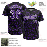 Custom Black Purple-White 3D Pattern Design Abstract Network Crackle Two-Button Unisex Softball Jersey