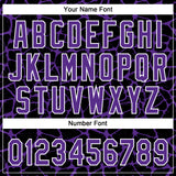 Custom Black Purple-White 3D Pattern Design Abstract Network Crackle Two-Button Unisex Softball Jersey