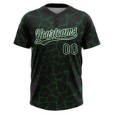 Custom Black Green-White 3D Pattern Design Abstract Network Crackle Two-Button Unisex Softball Jersey