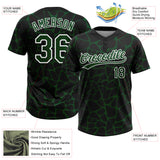 Custom Black Green-White 3D Pattern Design Abstract Network Crackle Two-Button Unisex Softball Jersey