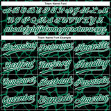Custom Black Kelly Green-White 3D Pattern Design Abstract Network Crackle Two-Button Unisex Softball Jersey