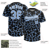 Custom Black Light Blue-White 3D Pattern Design Abstract Network Crackle Two-Button Unisex Softball Jersey