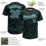 Custom Black Teal-White 3D Pattern Design Abstract Network Crackle Two-Button Unisex Softball Jersey