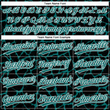 Custom Black Teal-White 3D Pattern Design Abstract Network Crackle Two-Button Unisex Softball Jersey