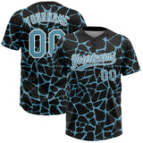 Custom Black Shadow Blue-White 3D Pattern Design Abstract Network Crackle Two-Button Unisex Softball Jersey