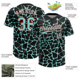 Custom Black Ice Blue-Red 3D Pattern Design Abstract Network Crackle Two-Button Unisex Softball Jersey