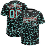 Custom Black Ice Blue-Red 3D Pattern Design Abstract Network Crackle Two-Button Unisex Softball Jersey