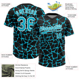 Custom Black Lakes Blue-White 3D Pattern Design Abstract Network Crackle Two-Button Unisex Softball Jersey