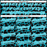 Custom Black Lakes Blue-White 3D Pattern Design Abstract Network Crackle Two-Button Unisex Softball Jersey