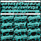Custom Black Aqua-White 3D Pattern Design Abstract Network Crackle Two-Button Unisex Softball Jersey