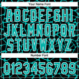 Custom Black Aqua-White 3D Pattern Design Abstract Network Crackle Two-Button Unisex Softball Jersey