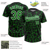 Custom Black Grass Green-White 3D Pattern Design Abstract Network Crackle Two-Button Unisex Softball Jersey