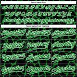 Custom Black Grass Green-White 3D Pattern Design Abstract Network Crackle Two-Button Unisex Softball Jersey