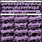 Custom Black Medium Purple-White 3D Pattern Design Abstract Network Crackle Two-Button Unisex Softball Jersey