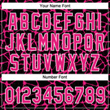 Custom Black Hot Pink-White 3D Pattern Design Abstract Network Crackle Two-Button Unisex Softball Jersey