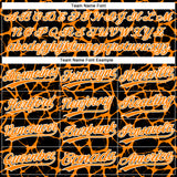 Custom Black Bay Orange-White 3D Pattern Design Abstract Network Crackle Two-Button Unisex Softball Jersey