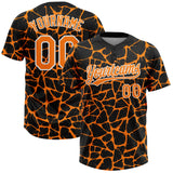 Custom Black Bay Orange-White 3D Pattern Design Abstract Network Crackle Two-Button Unisex Softball Jersey